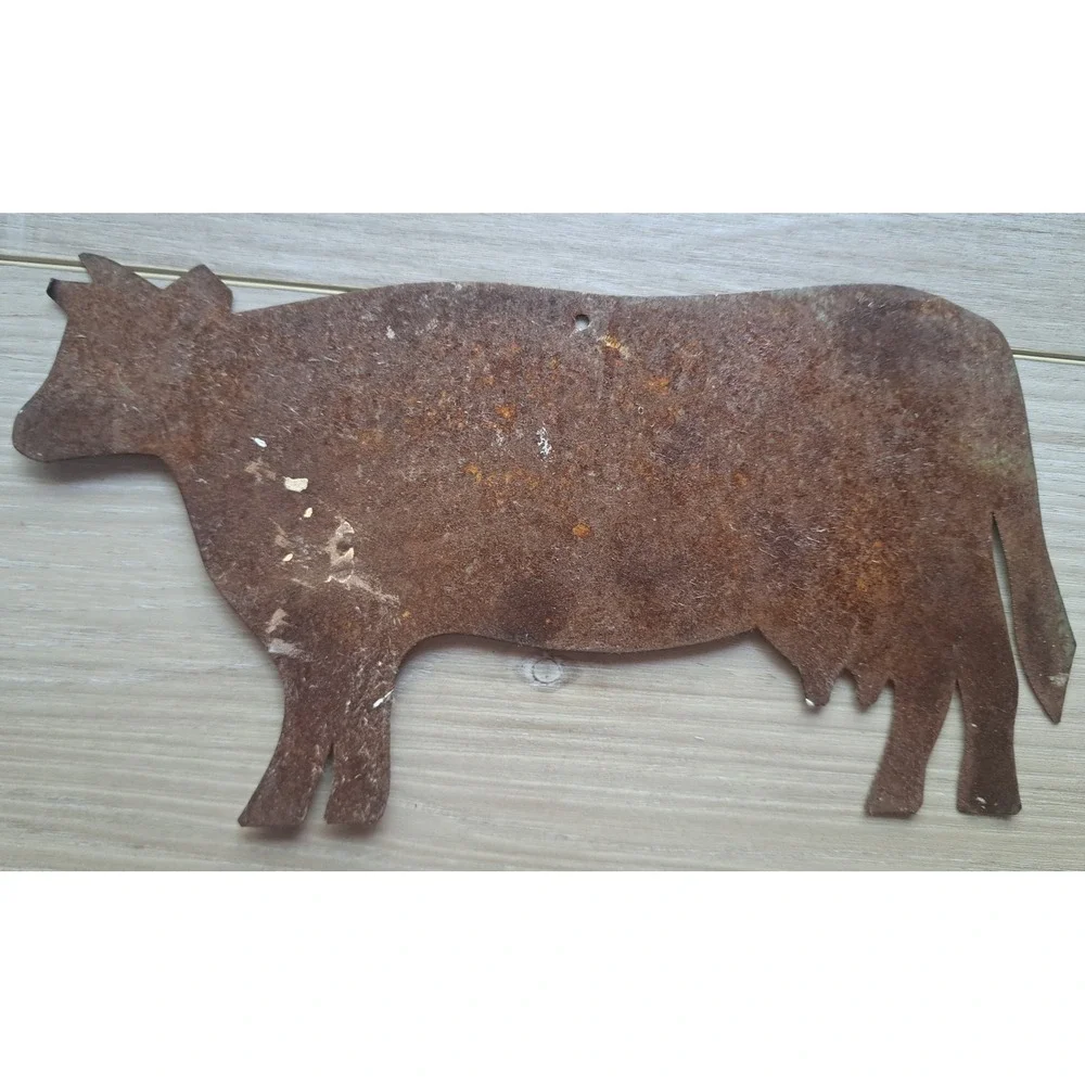 Vintage‎ Rustic Metal Cow Weathervane Silhouette Primitive Farmhouse Rusted Art